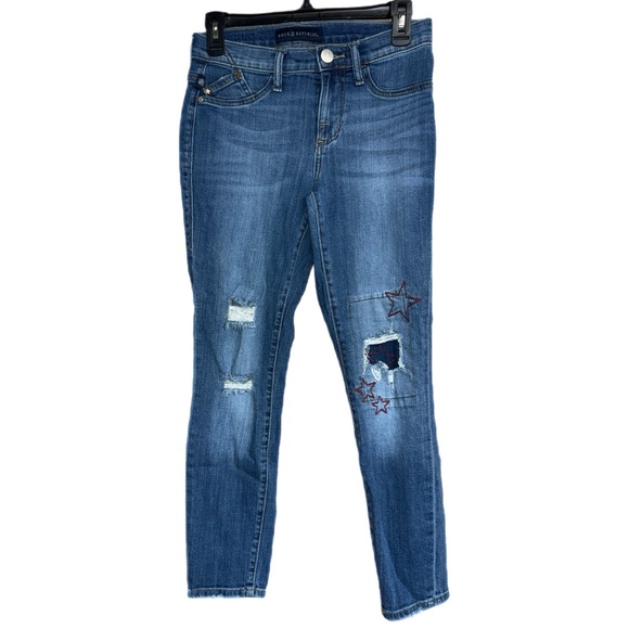 Rock & Republic Distressed Skinny Jeans – Star Embroidery - Medium Wash - Size 2 - Picture 7 of 7
